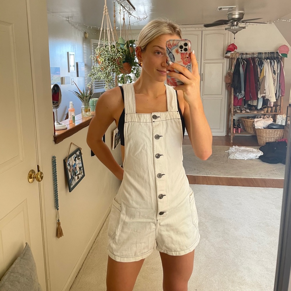 UO White Denim Overalls